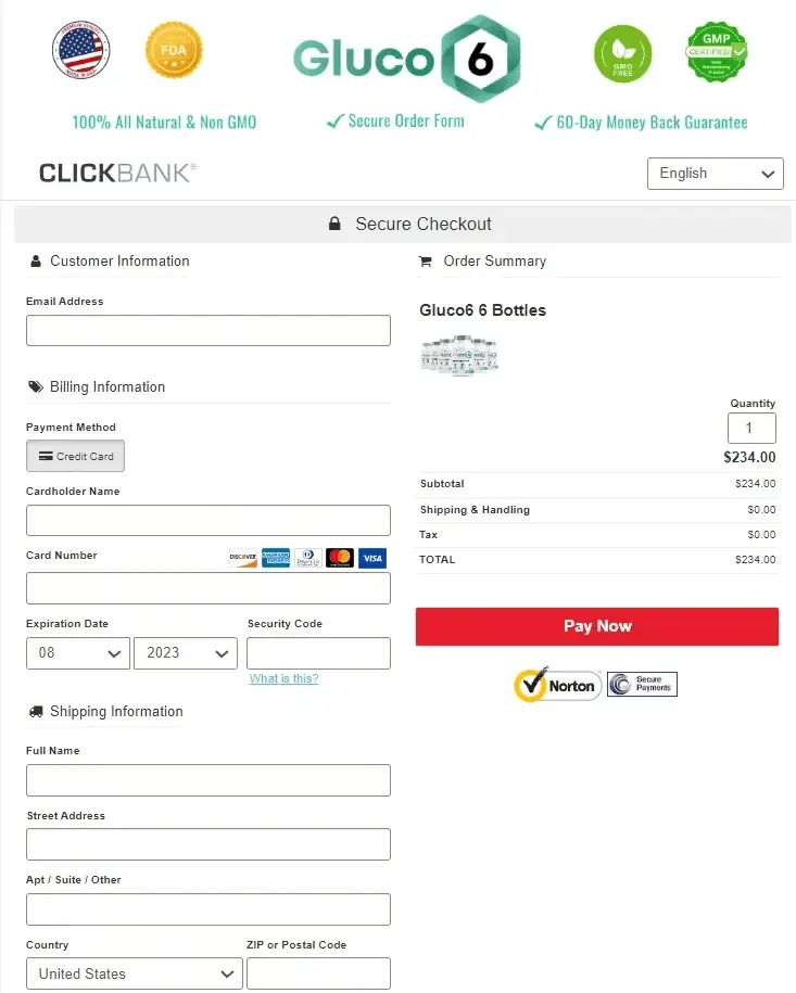 Gluco6 Official Website Secure Order Page